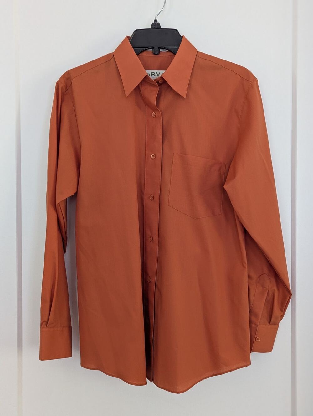 Orvis Womens Sz 6 Rust/Burnt Orange Wrinkle Free Button Down LS Shirt